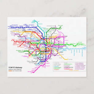Tokyo Japan Subway Map Postcard