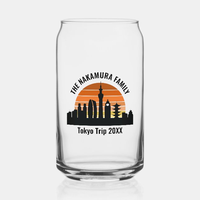Tokyo Japan Sunset Custom Vacation Souvenir Can Glass (Front)