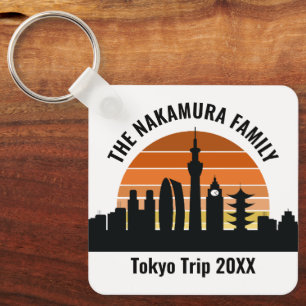 Tokyo Japan Sunset Custom Vacation Souvenir Key Ring