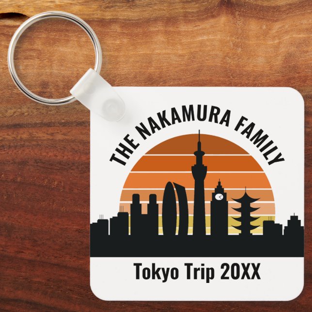 Tokyo Japan Sunset Custom Vacation Souvenir Key Ring (Front)