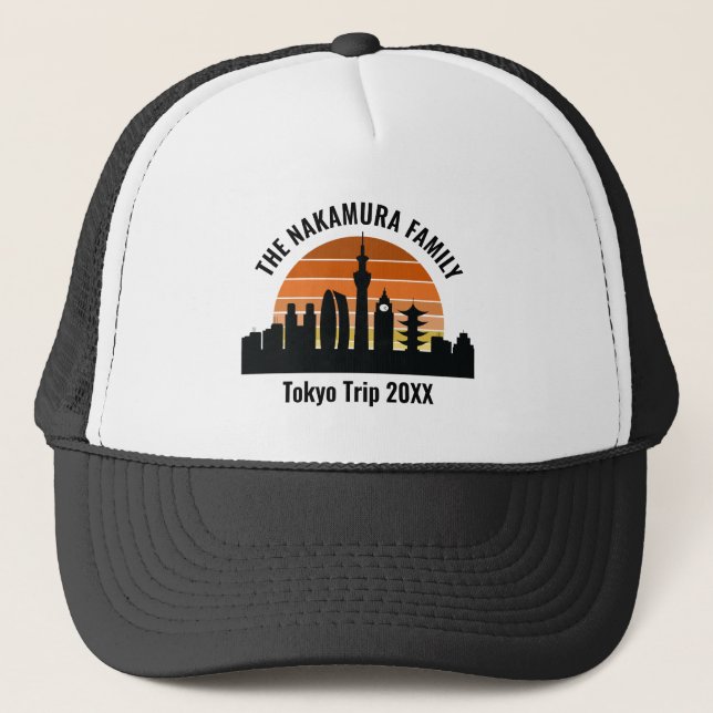 Tokyo Japan Sunset Custom Vacation Trucker Hat (Front)