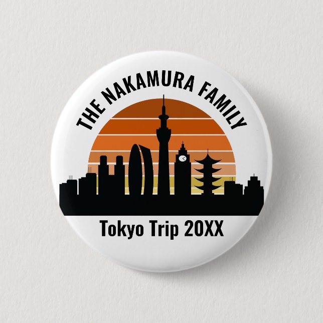 Tokyo Japan Sunset Personalised Vacation 6 Cm Round Badge (Front)