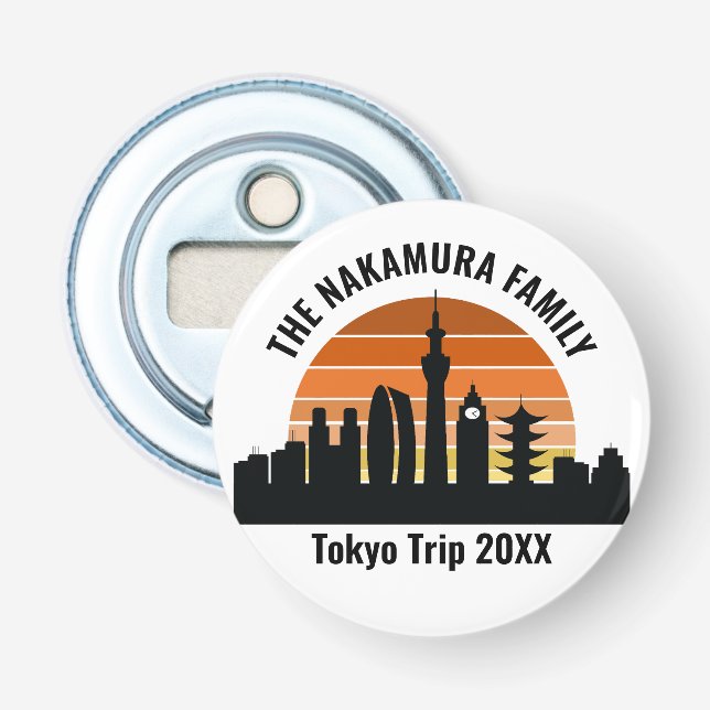 Tokyo Japan Sunset Personalised Vacation Bottle Opener (Front)