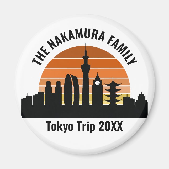 Tokyo Japan Sunset Personalised Vacation Magnet (Front)