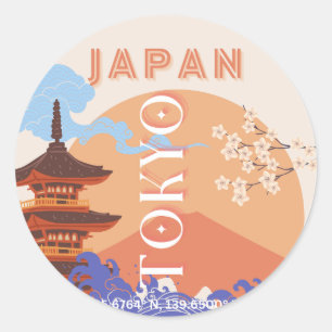 Tokyo Japan Travel Art Classic Round Sticker