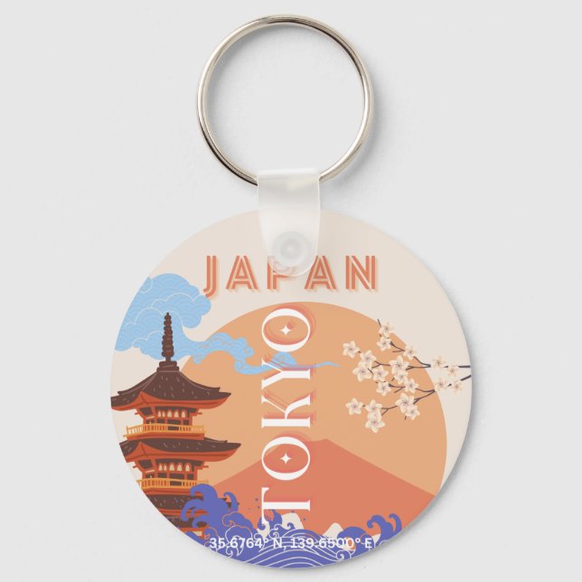 Tokyo Japan Travel Art Key Ring (Front)