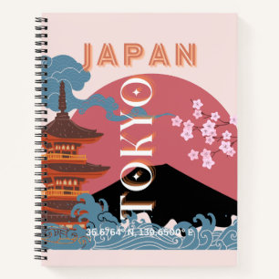 Tokyo Japan Travel Art, Retro Travel Art Notebook