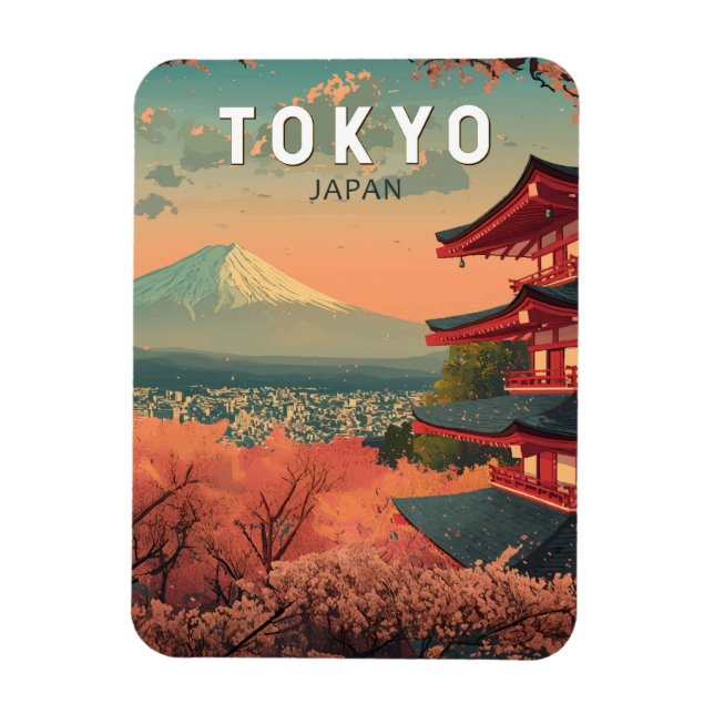 Tokyo Japan Travel Art Vintage Magnet (Vertical)