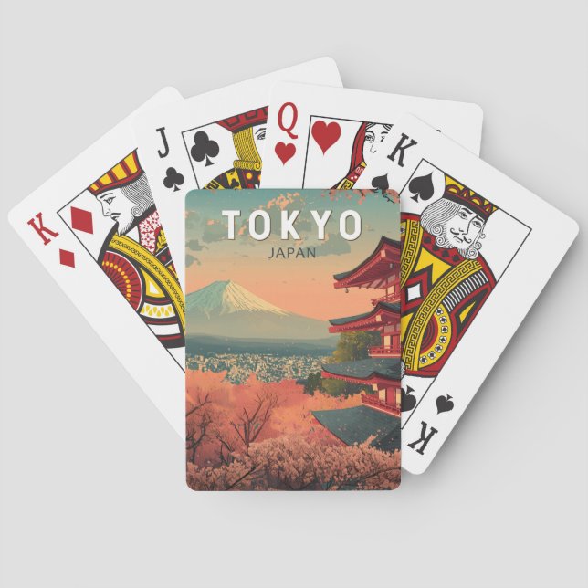 Tokyo Japan Travel Art Vintage Playing Cards (Back)