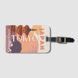 Tokyo Japan Travel Art, Vintage Travel Art Luggage Tag