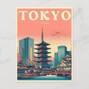 Tokyo Japan travel vintage gifts Postcard