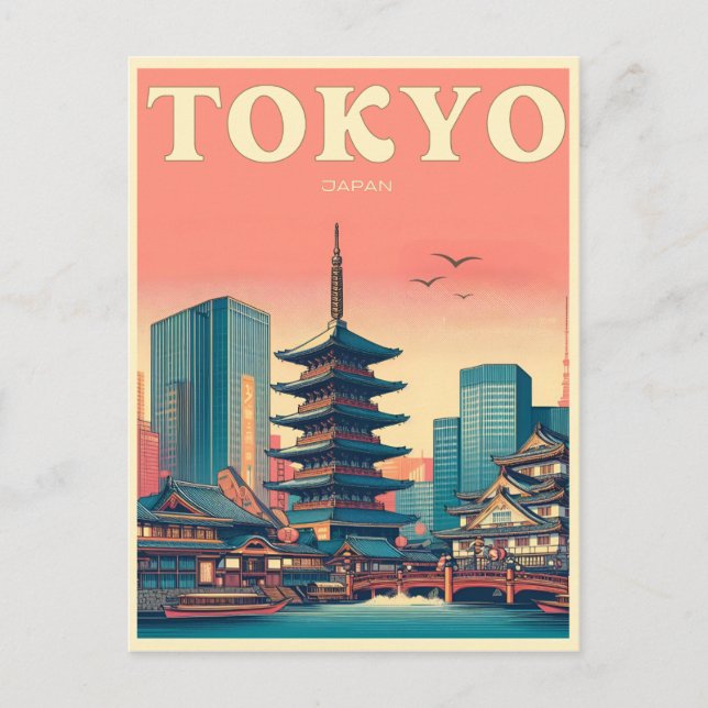 Tokyo Japan travel vintage gifts  Postcard (Front)