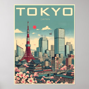 Tokyo Japan travel vintage gifts Poster