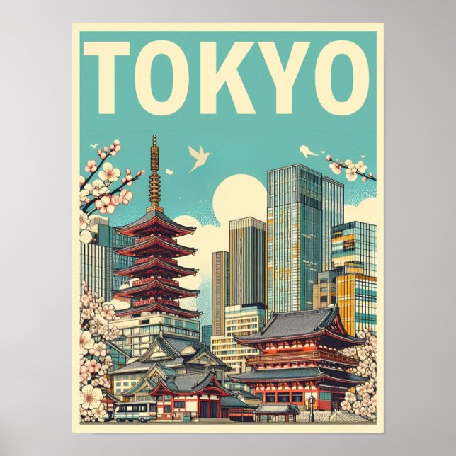 Tokyo Japan travel vintage gifts  Poster (Front)