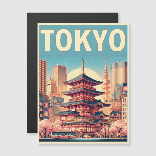 Tokyo Japan travel vintage magnitic card gifts  (Front/Back)