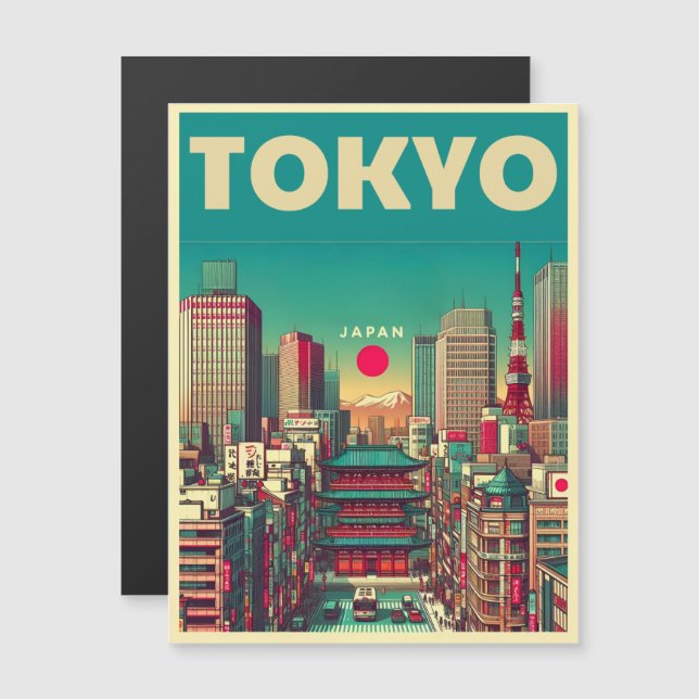 Tokyo Japan travel vintage magnitic card gifts  (Front/Back)