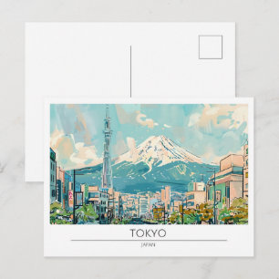 Tokyo Japan Vintage Art Illustration Travel Postcard