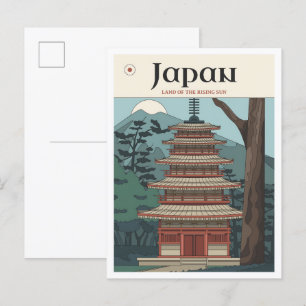 Tokyo Japan Vintage Illustration Travel Postcard