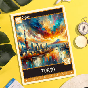 Tokyo, Japan   Vintage Painting Postcard