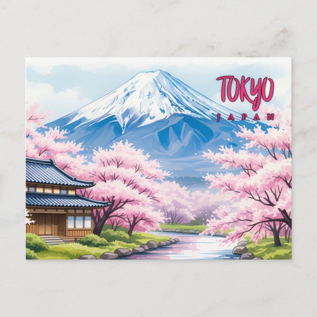 Tokyo Japan Vintage Travel Art Postcard (Front)