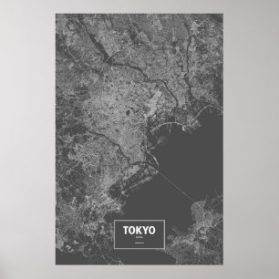 Tokyo, Japan (white on black) Poster