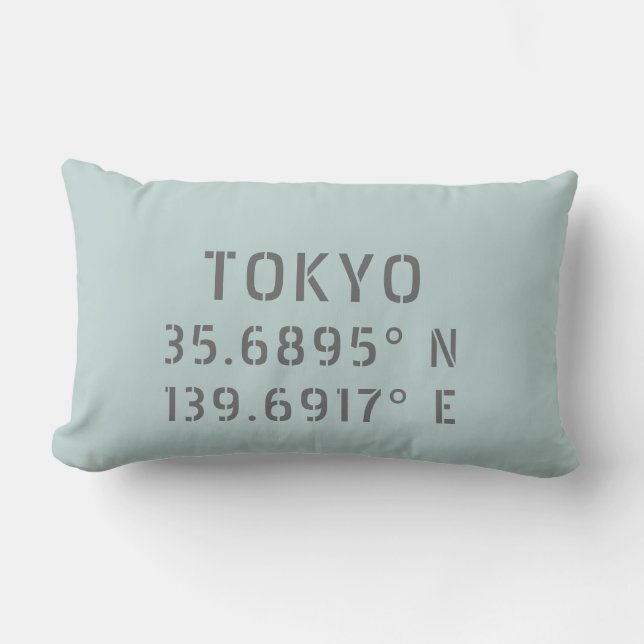 Tokyo Latitude Longitude Throw Pillow (Front)