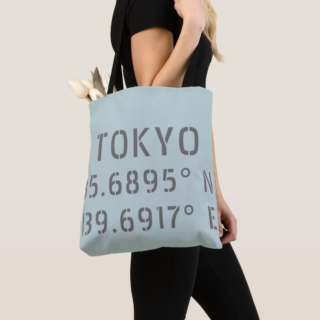 Tokyo Latitude & Longitude Tote Bag (Close Up)