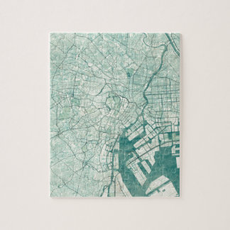 Tokyo Map Blue Vintage Watercolor Jigsaw Puzzle