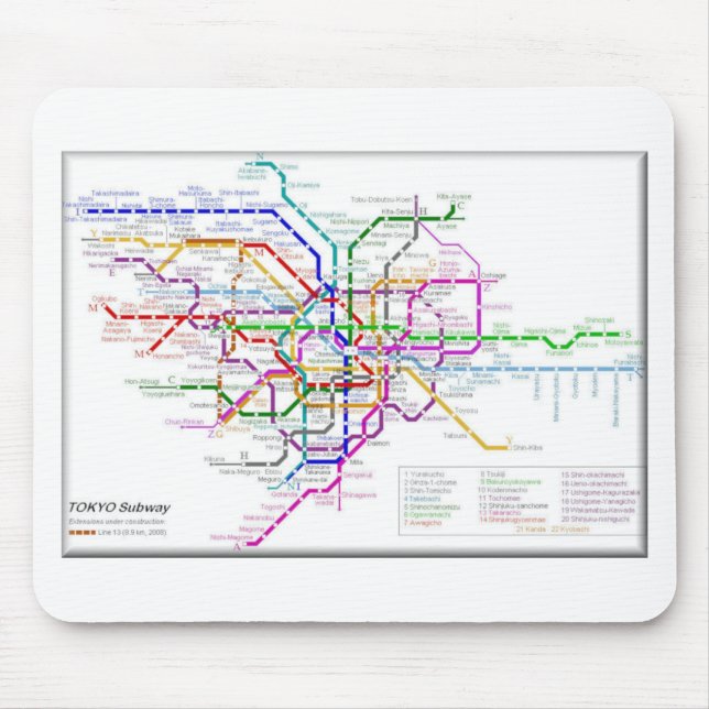Tokyo Metro Map Mouse Mat (Front)