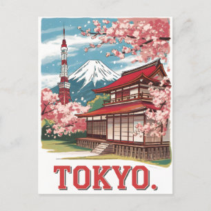 Tokyo Mount Fuji vintage Postcard