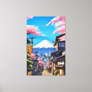 Tokyo Mt Fuji Stretched Canvas Print