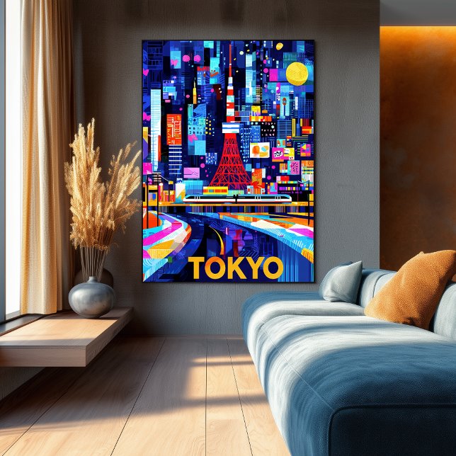 Tokyo Neon Glow – Colourful Geometric Cityscape Poster (Creator Uploaded)