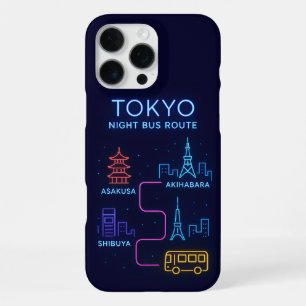 Tokyo Night Bus Route Neon Design – Japan Travel iPhone 16 Pro Max Case