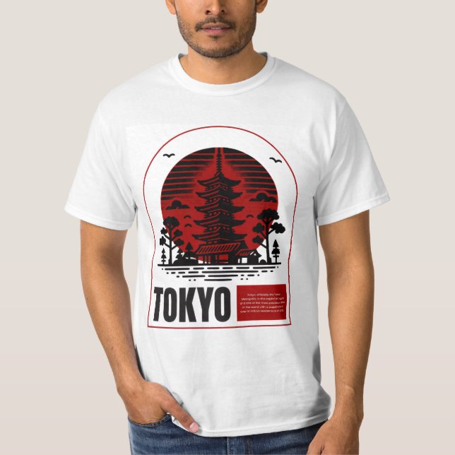 Tokyo Pagoda Sunset – Japanese Minimalist Design T-Shirt (Front)