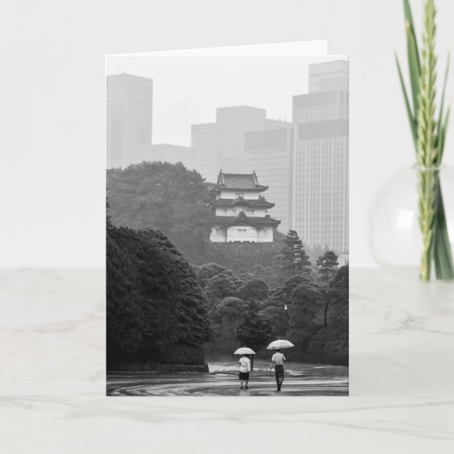 Tokyo Rain Note Card Blank Card (Front)