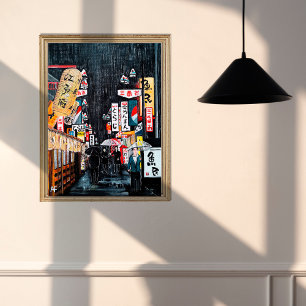 Tokyo Rain Painting by Alfred Fox Canvas Print