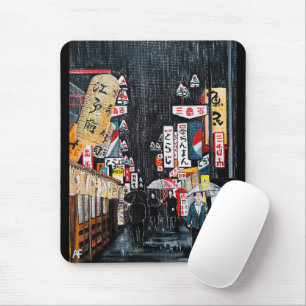 Tokyo Rain Painting by Alfred Fox Mouse Mat