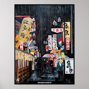 Tokyo Rain Painting by Alfred Fox Poster