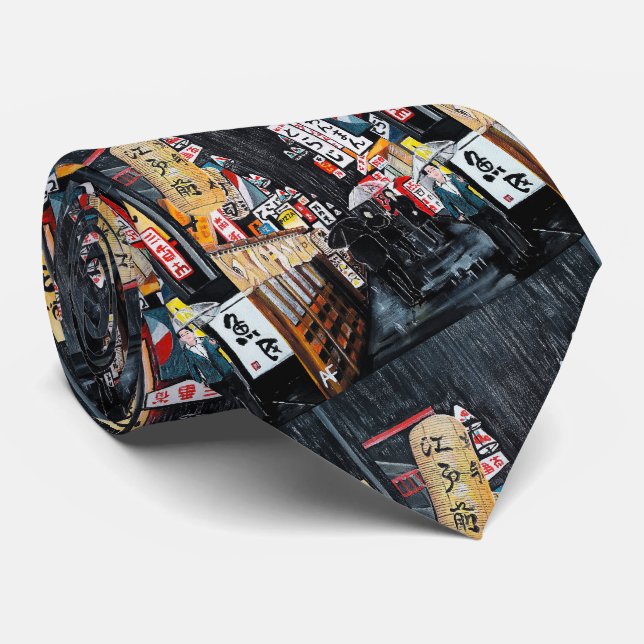 Tokyo Rain Painting by Alfred Fox Tie (Rolled)