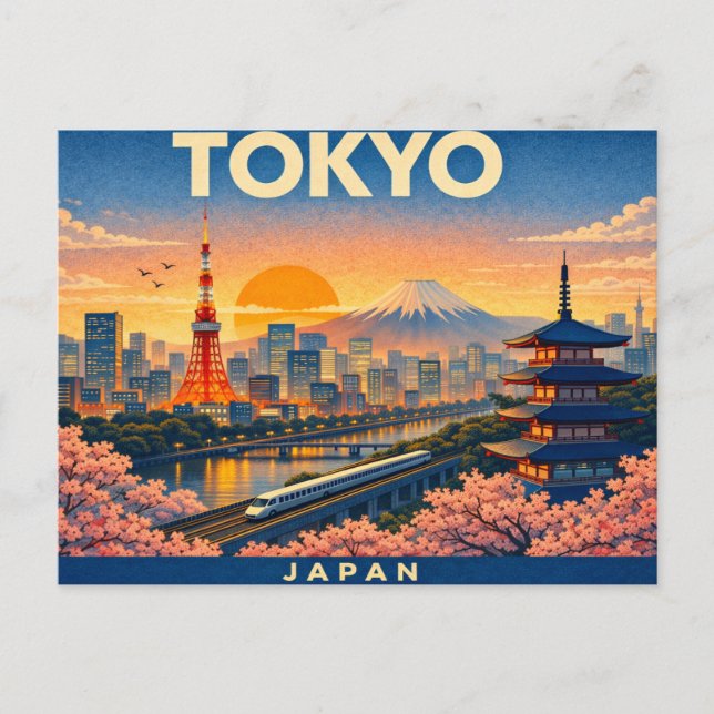 Tokyo Retro Travel Postcard (Front)