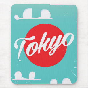 Tokyo rising sun vintage travel poster mouse mat