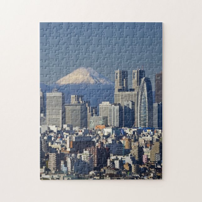 Tokyo, Shinjuku District Skyline, Mount Fuji Jigsaw Puzzle (Vertical)