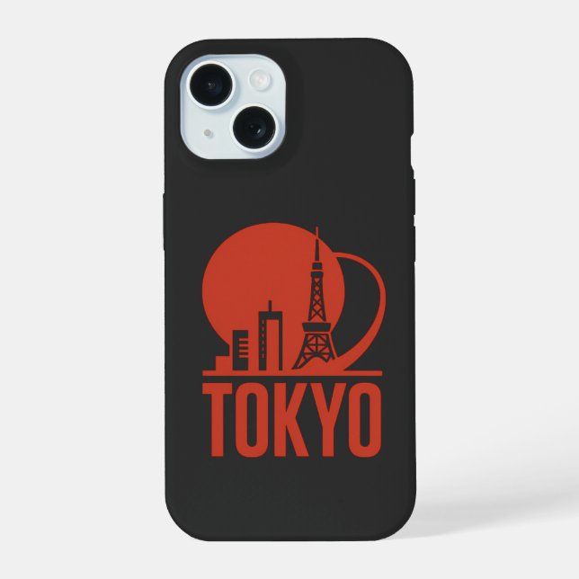 Tokyo Skyline Circle Design iPhone 15 Case (Back)