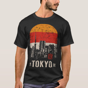 Tokyo Skyline Distressed Modern Urban Silhouette T-Shirt