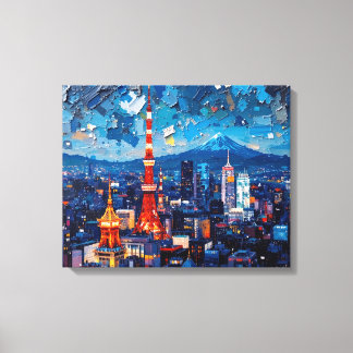 Tokyo Skyline Premium Canvas Wall Art | Night City