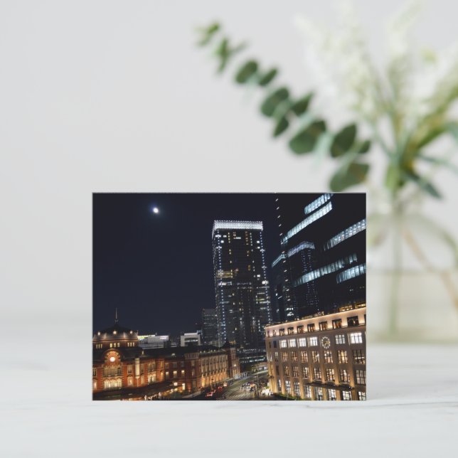 Tokyo Station at Night Postcard (Standing Front)