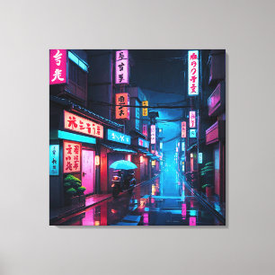 Tokyo Street At Night LoFi Art  Canvas Print