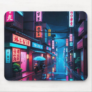 Tokyo Street At Night LoFi Art Mouse Mat