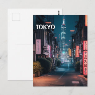 Tokyo Streets At Night Postcard