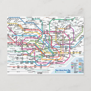 Tokyo Subway Map Postcard